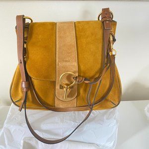 Chloe Lexa Medium Suede Handbag - Mustard